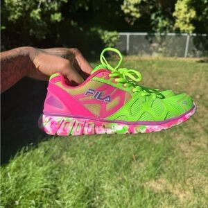 Fila Neon Green and Pink Athletic Shoes